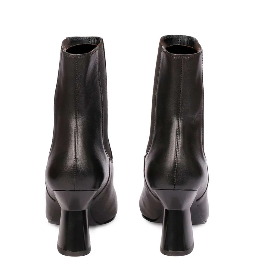 Saint Elliana Black Leather Sculpted Heel Inside Zip Boots - Image 4