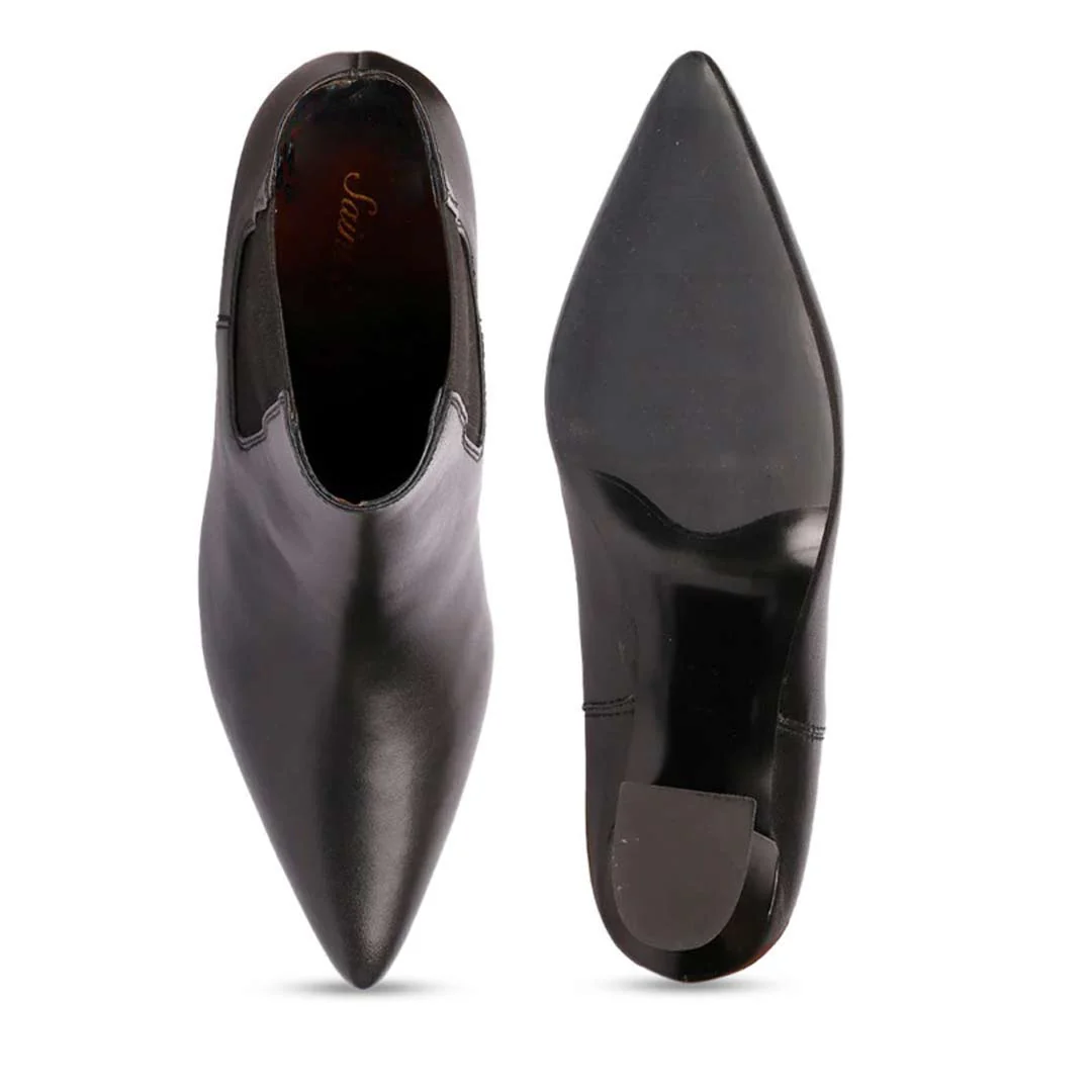 Saint Elliana Black Leather Sculpted Heel Inside Zip Boots - Image 6