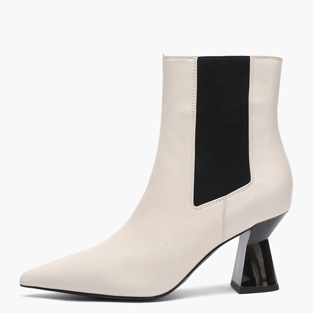 Saint Elliana White Leather Sculpted Heel Chelsea Boots - Image 4
