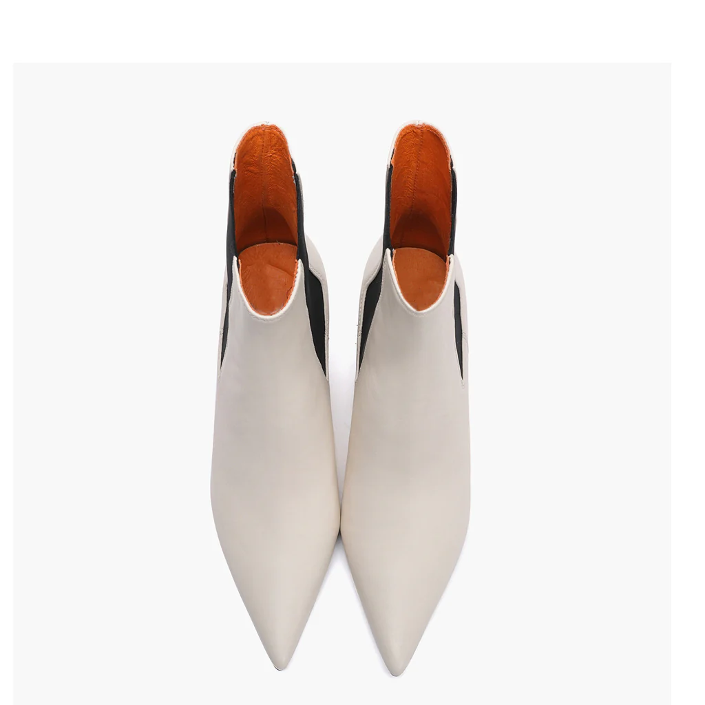 Saint Elliana White Leather Sculpted Heel Chelsea Boots - Image 5