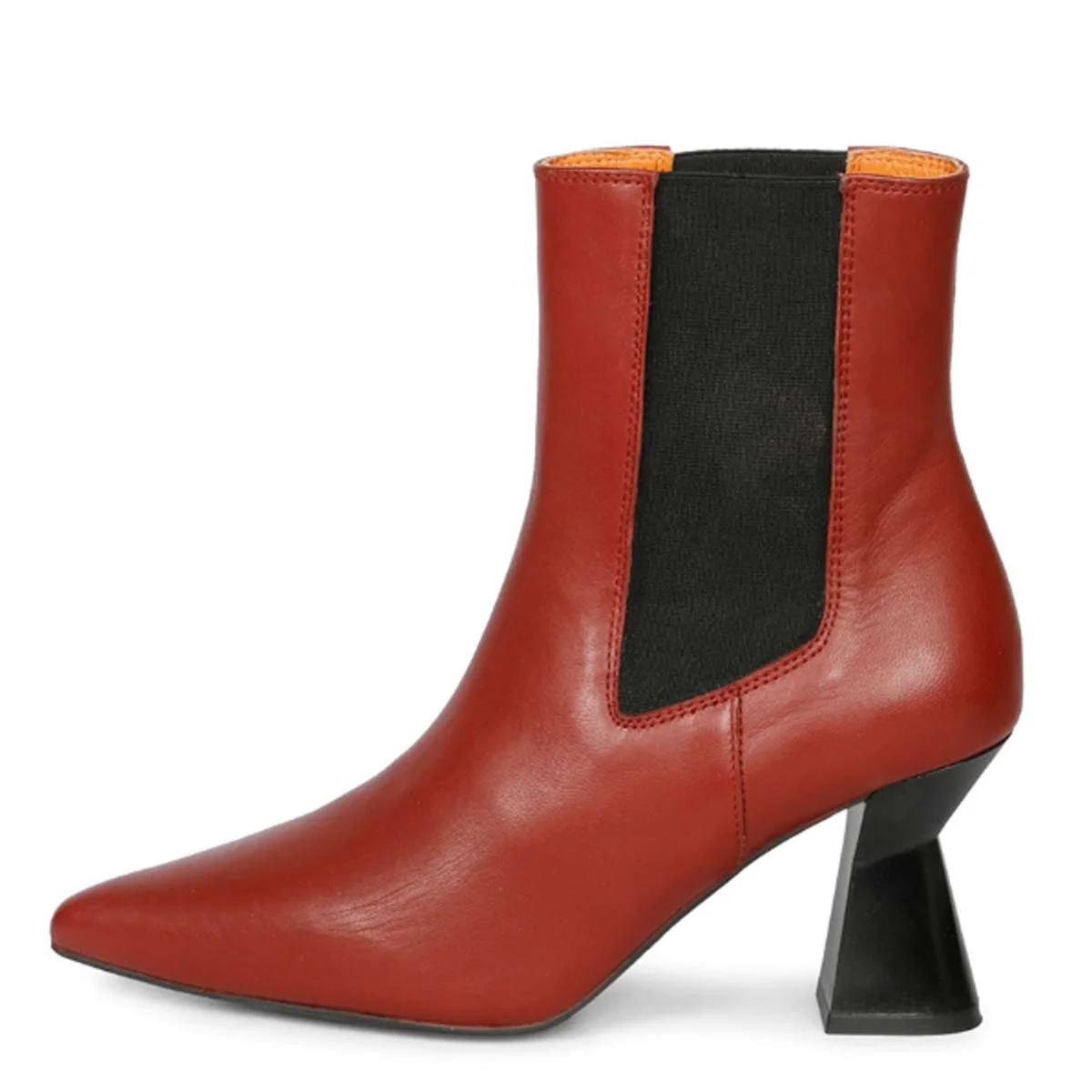 Saint Elliana Rust Leather Sculpted Heel Chelsea Boots - Image 3