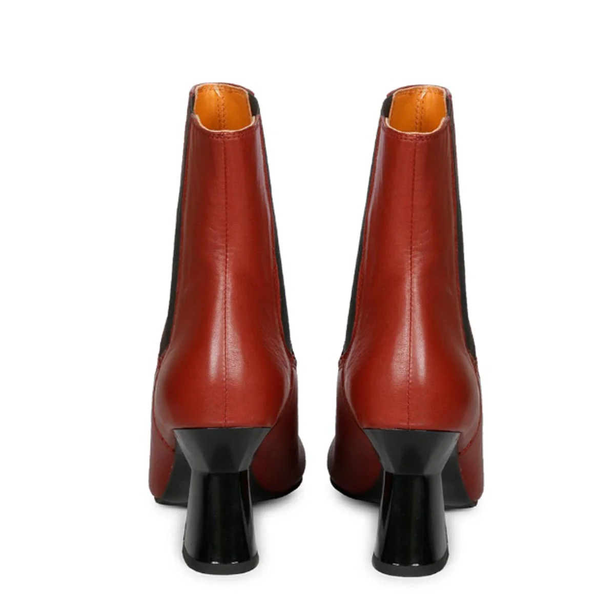 Saint Elliana Rust Leather Sculpted Heel Chelsea Boots - Image 4