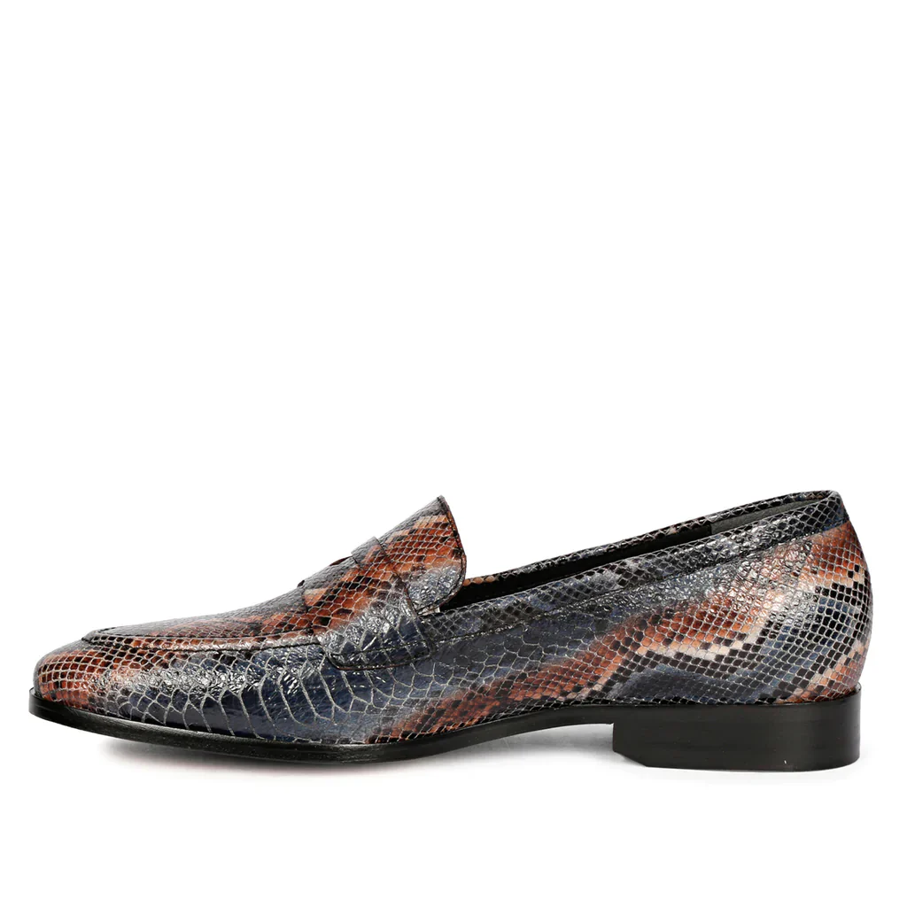 Saint Ellis Blue Snake Print Leather Loafers - Image 4