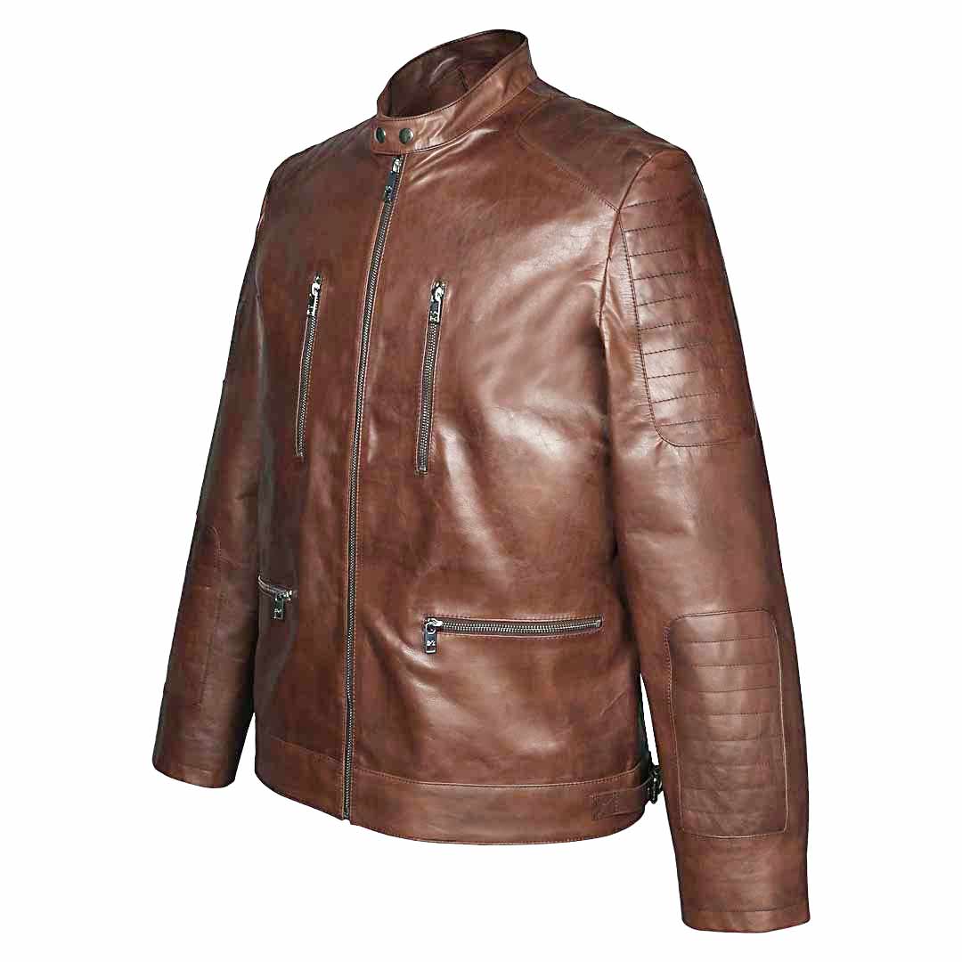 Saint Ellis Burgundy Leather Men's Cafe Racer Jackets - Image 3