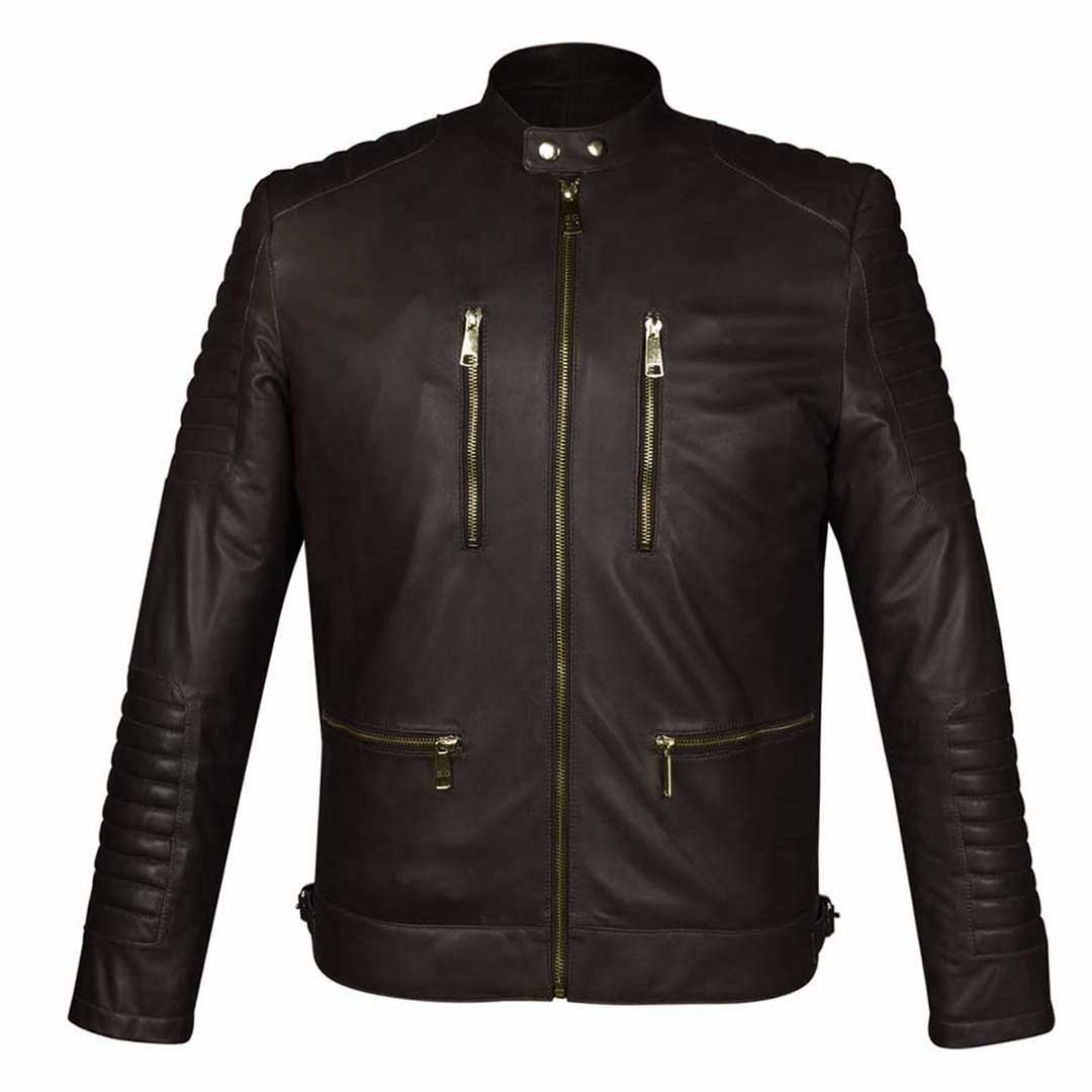 Saint Ellis chocolate Leather Men's Cafe Racer Jackets - Image 2