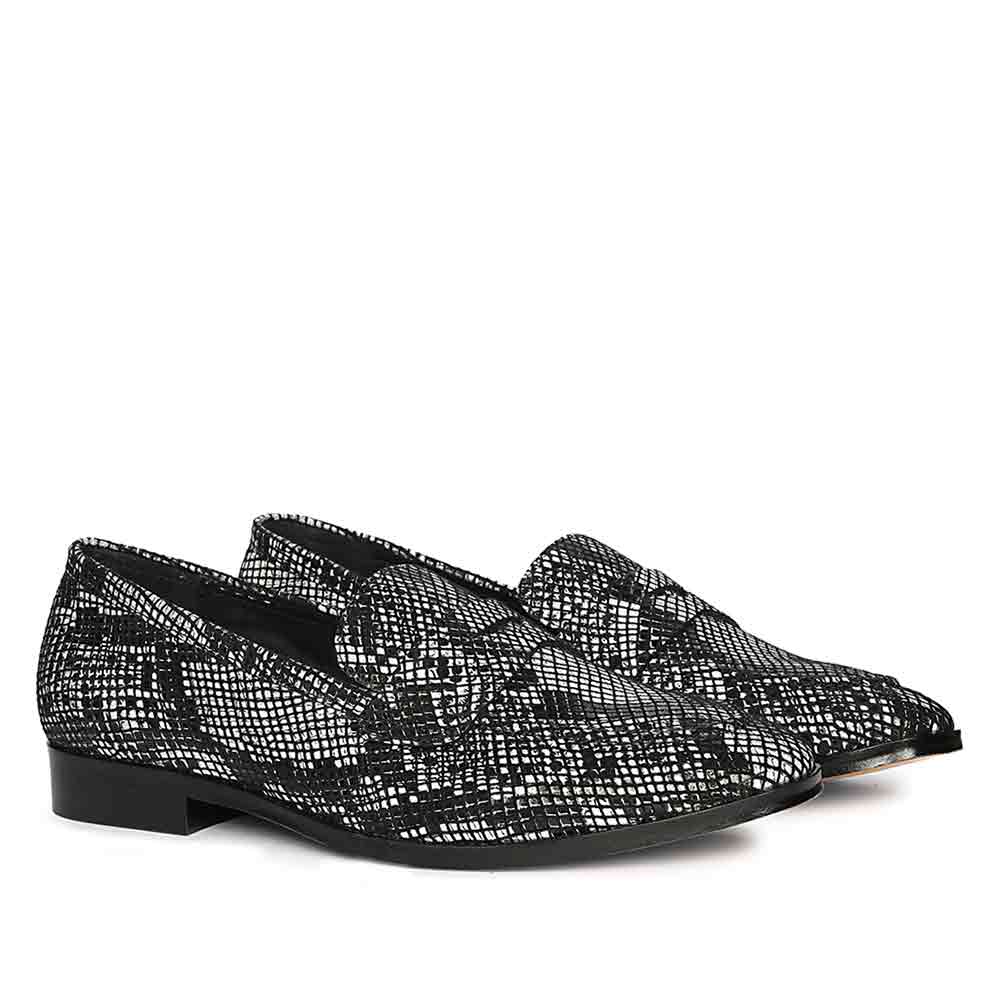 Saint Ellis White and Black Snake Print Leather Loafers - Image 2