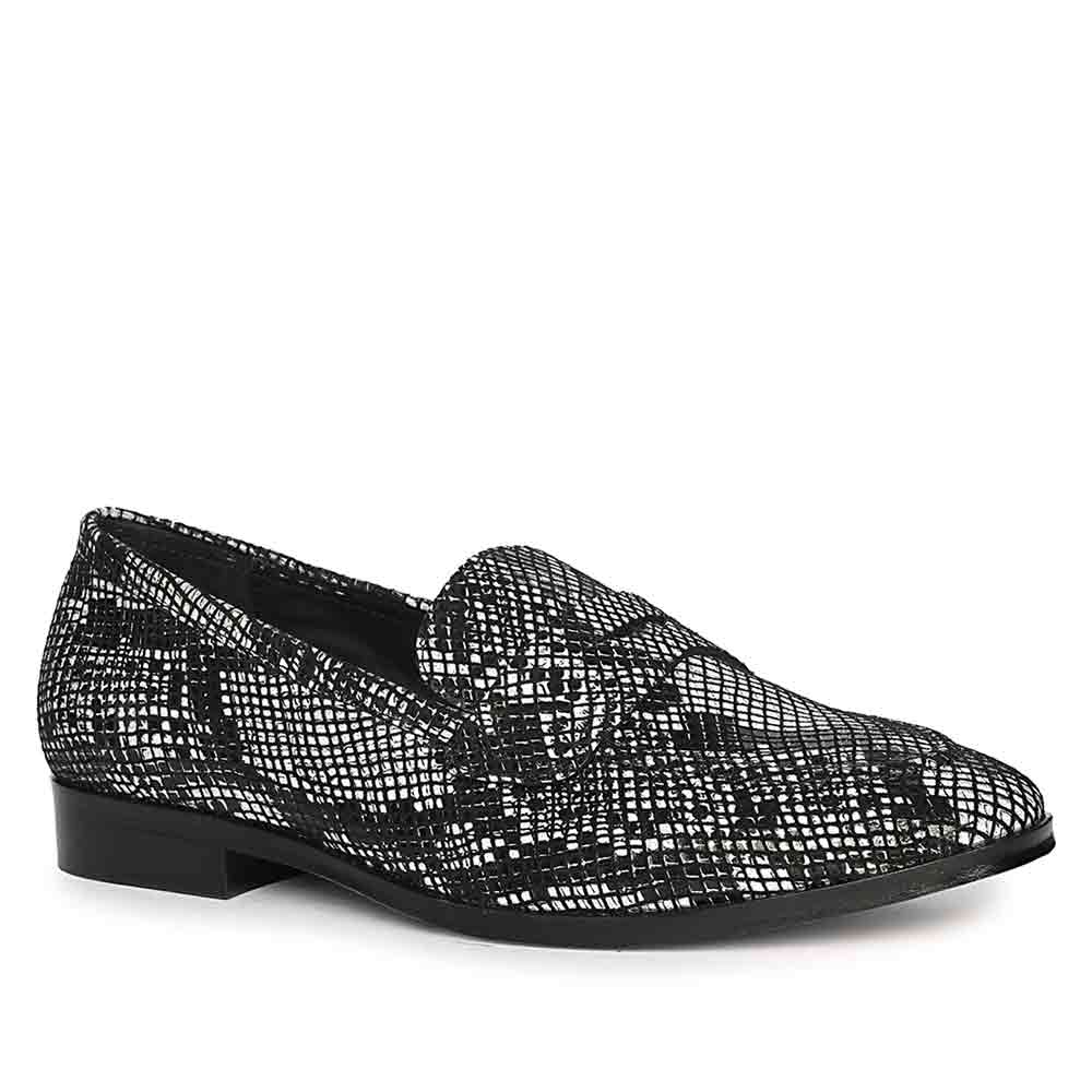 Saint Ellis White and Black Snake Print Leather Loafers - Image 5