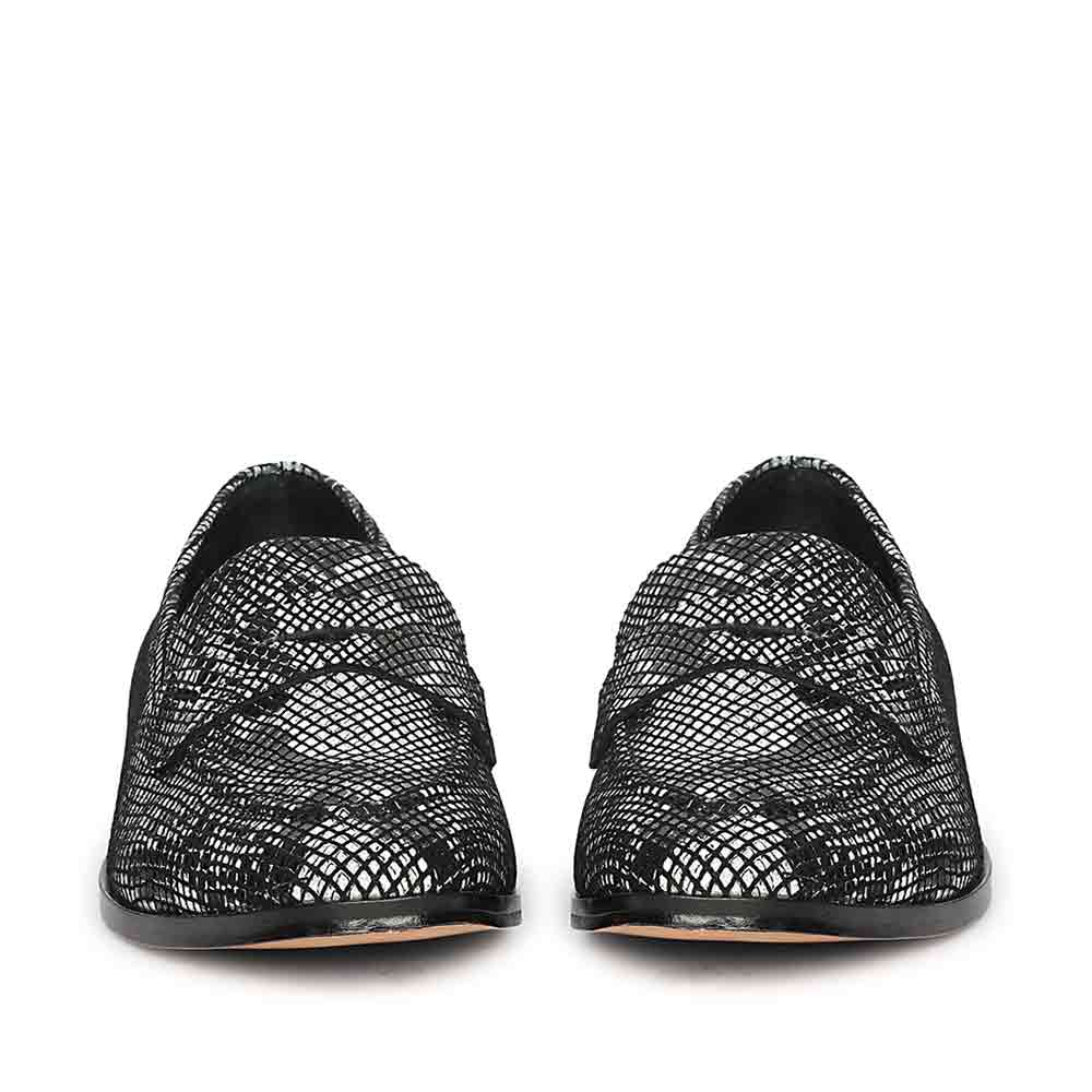 Saint Ellis White and Black Snake Print Leather Loafers - Image 6