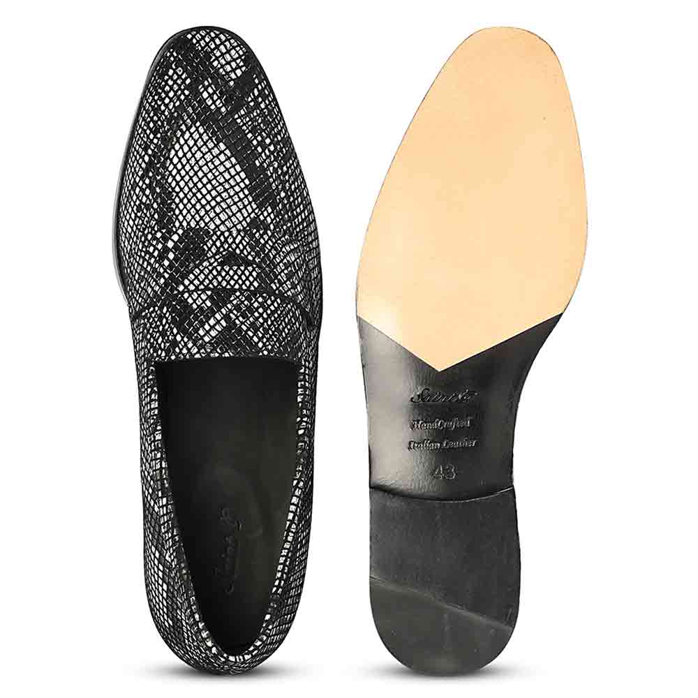 Saint Ellis White and Black Snake Print Leather Loafers - Image 8