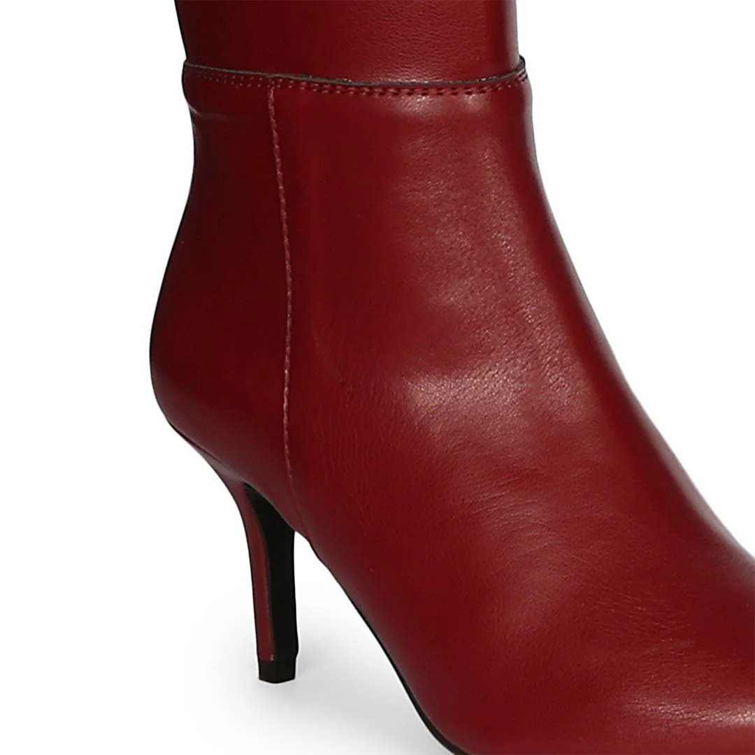 Saint Elodie Maroon Stretch Napa Thigh High Boots - Image 8