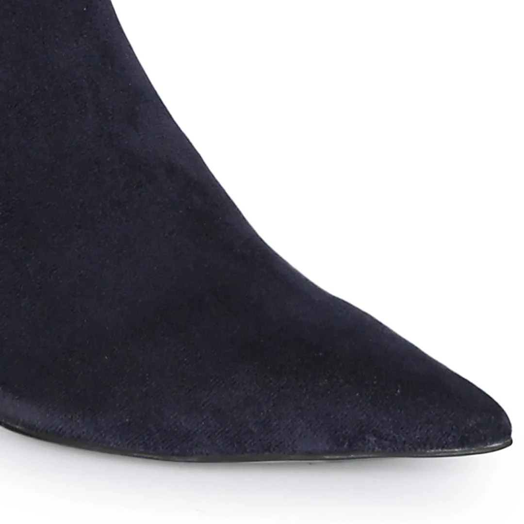 Saint Elodie Navy Stretch Suede Thigh High Boots - Image 8