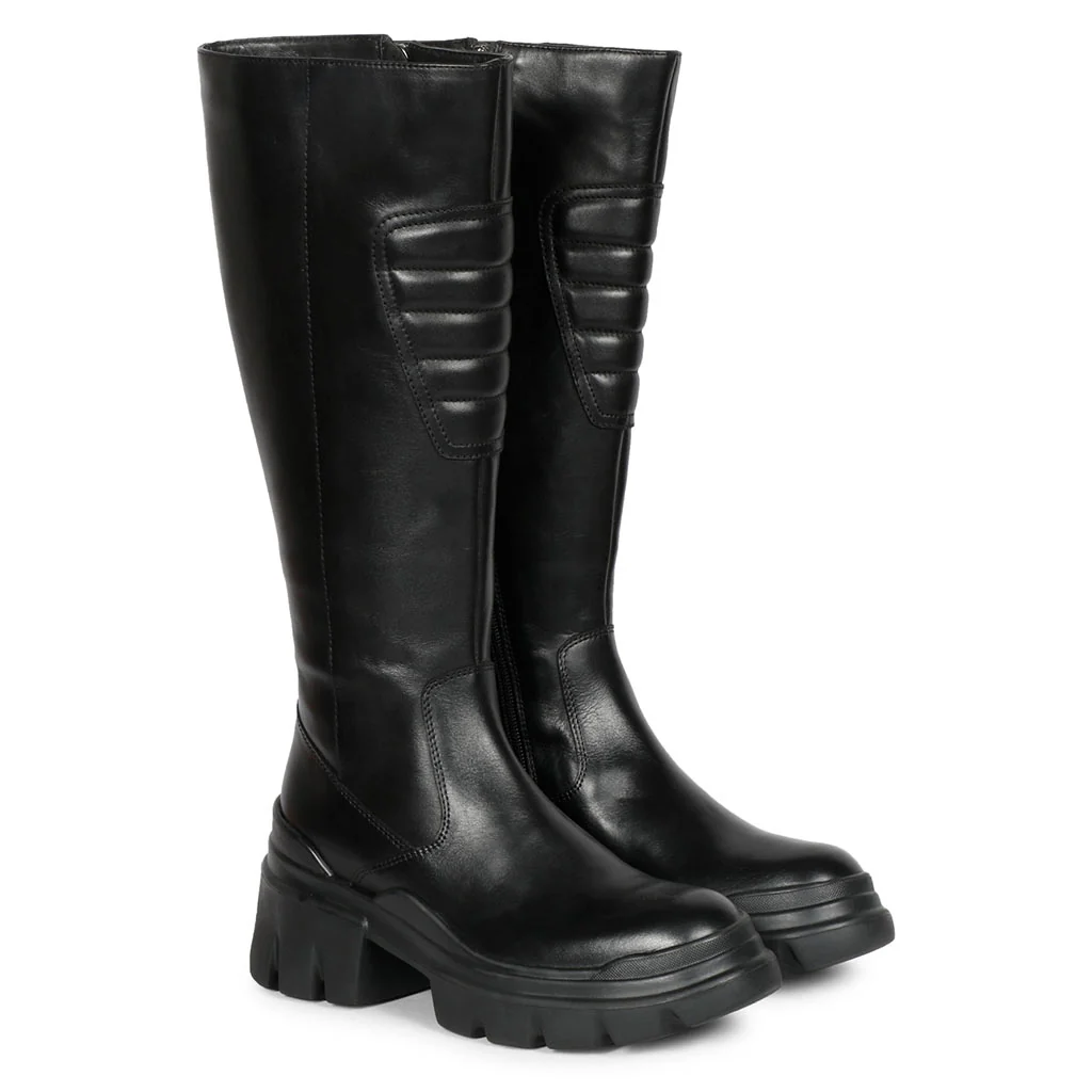 Saint Eloïse Black Leather Lug Sole Long Boots - Image 3