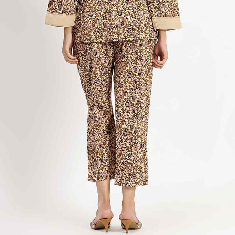 Saint Elouise Womens Beige Printd Small Check Dobby Trouser - Image 4