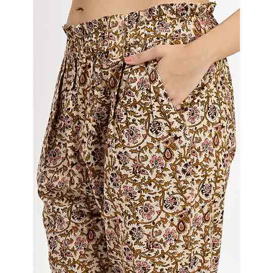 Saint Elouise Womens Beige Printd Small Check Dobby Trouser - Image 5