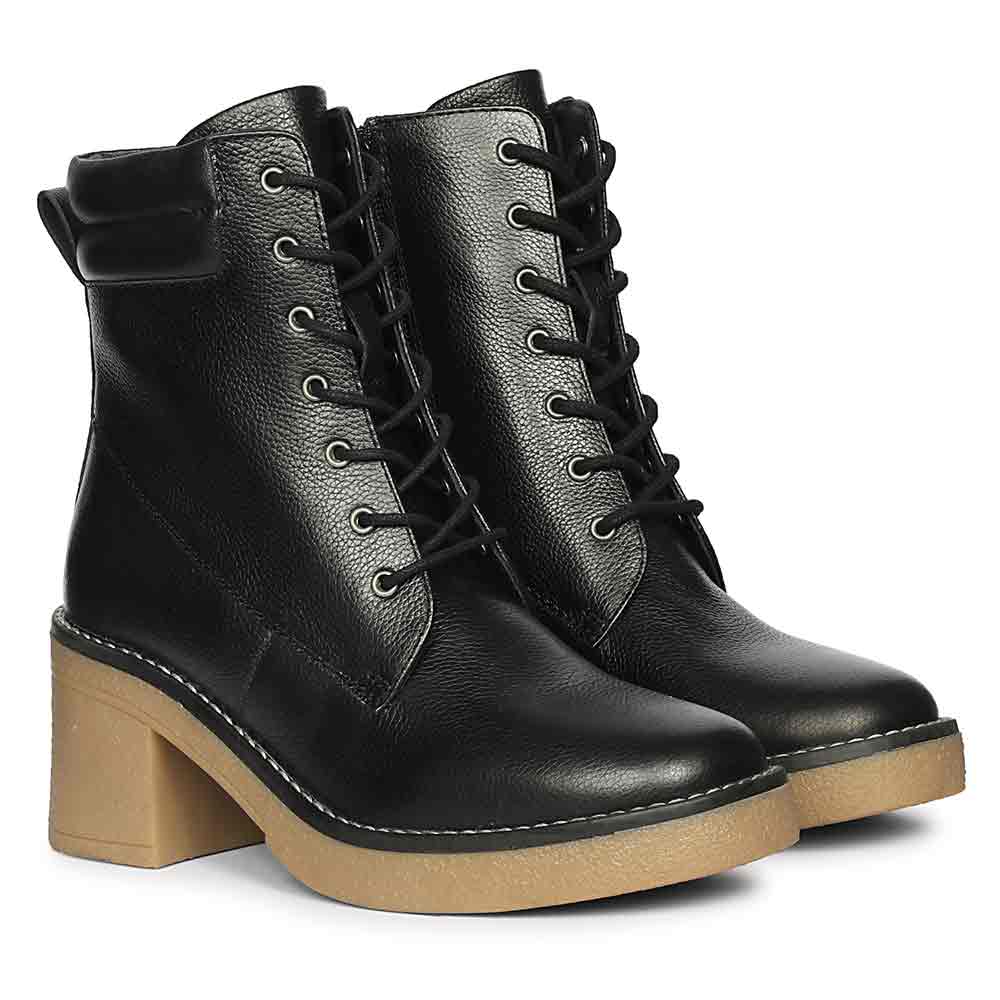 Saint Esme Black Leather Lace Up Boots - Image 3