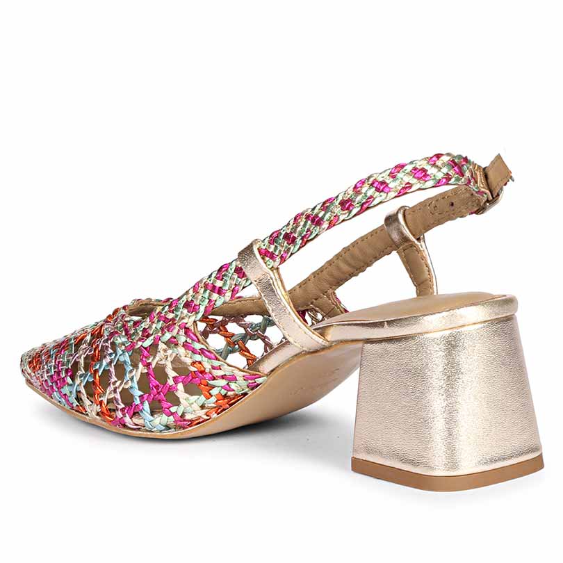 Saint Elowen Multi Hand Woven Leather Block Heels - Image 4