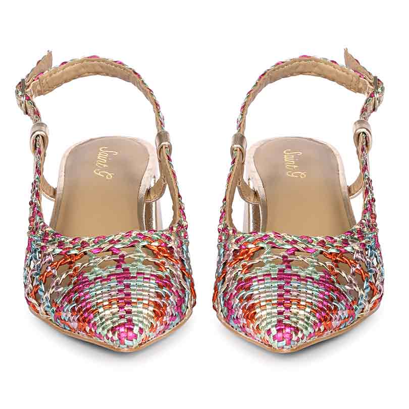 Saint Elowen Multi Hand Woven Leather Block Heels - Image 5