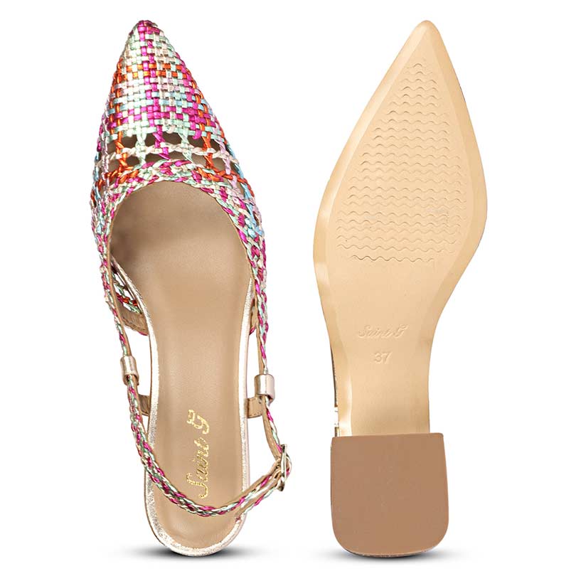 Saint Elowen Multi Hand Woven Leather Block Heels - Image 7