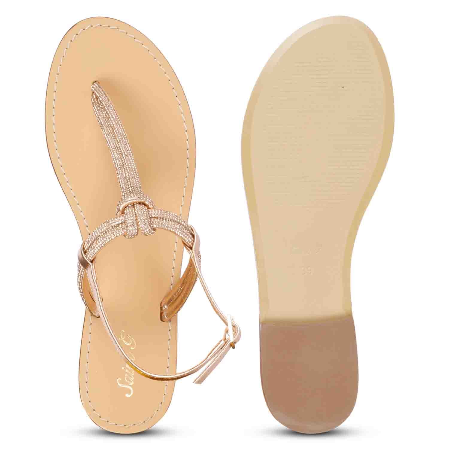 Saint Elsie Crystal Cord Amber Leather Flat Sandals - Image 7