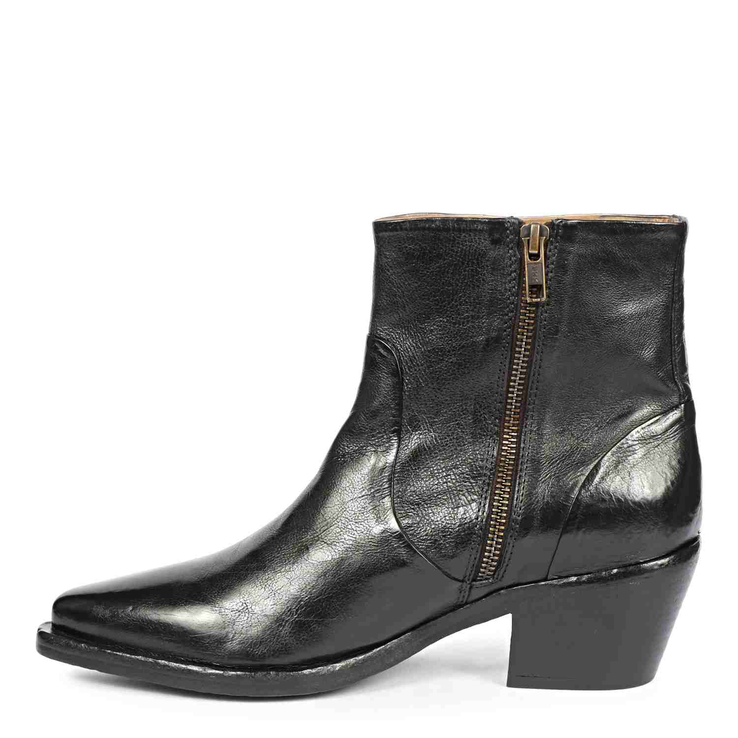 Saint Emelia Black Leather Washed Ankle Boot - Image 4