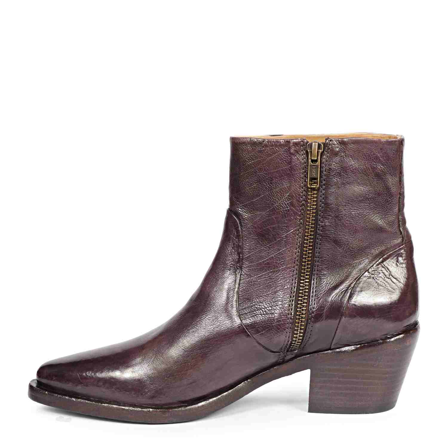 Saint Emelia Burgundy Leather Washed Ankle Boot - Image 4