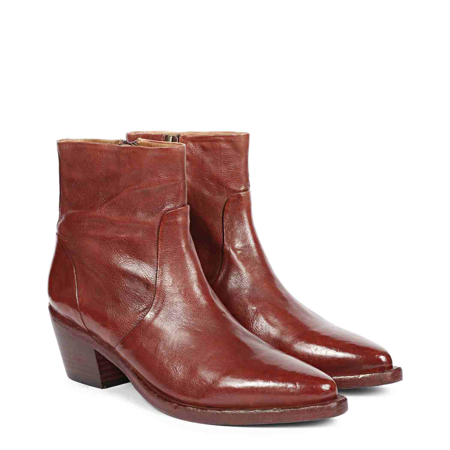 Saint Emelia Rust Leather Washed Ankle Boot - Image 2