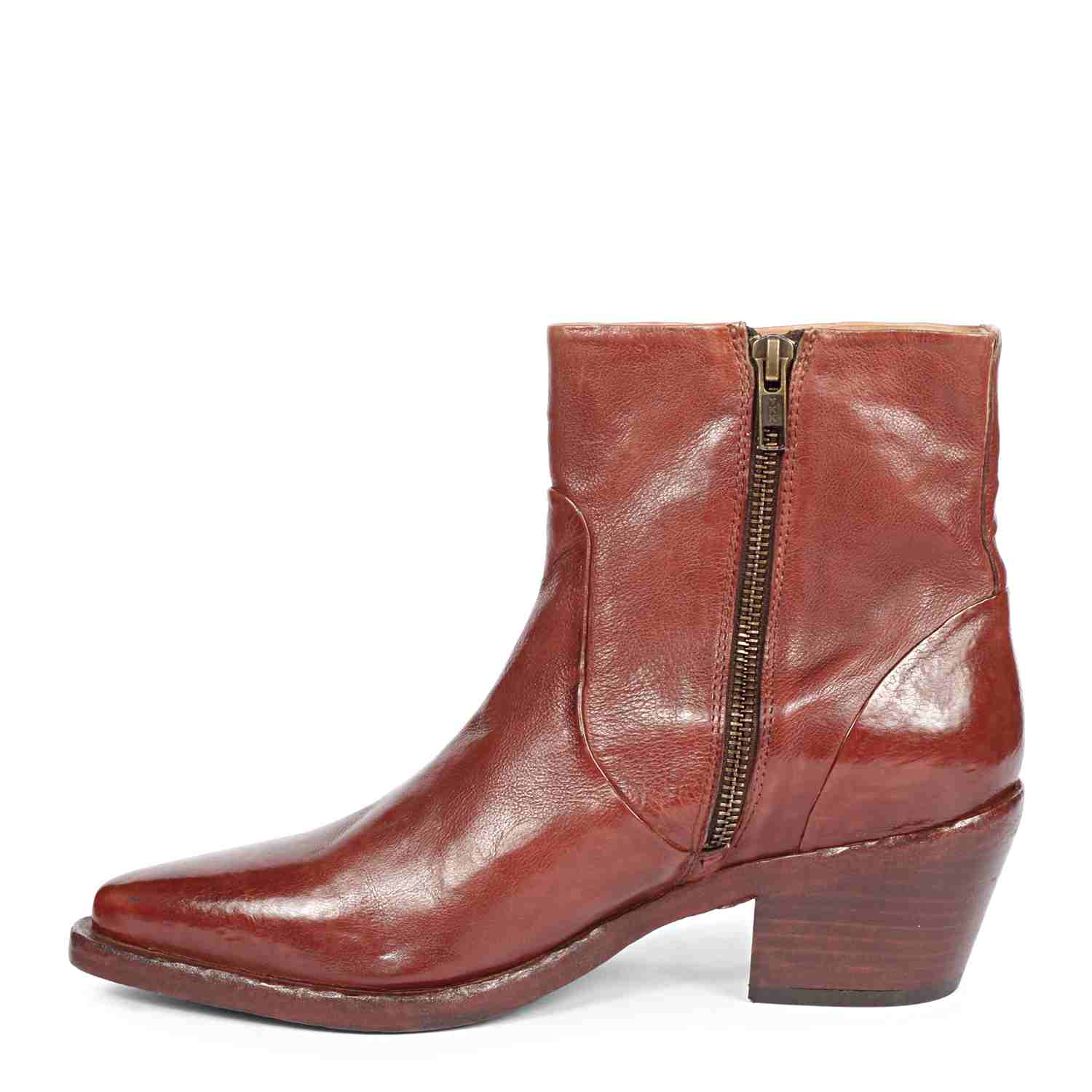 Saint Emelia Rust Leather Washed Ankle Boot - Image 4