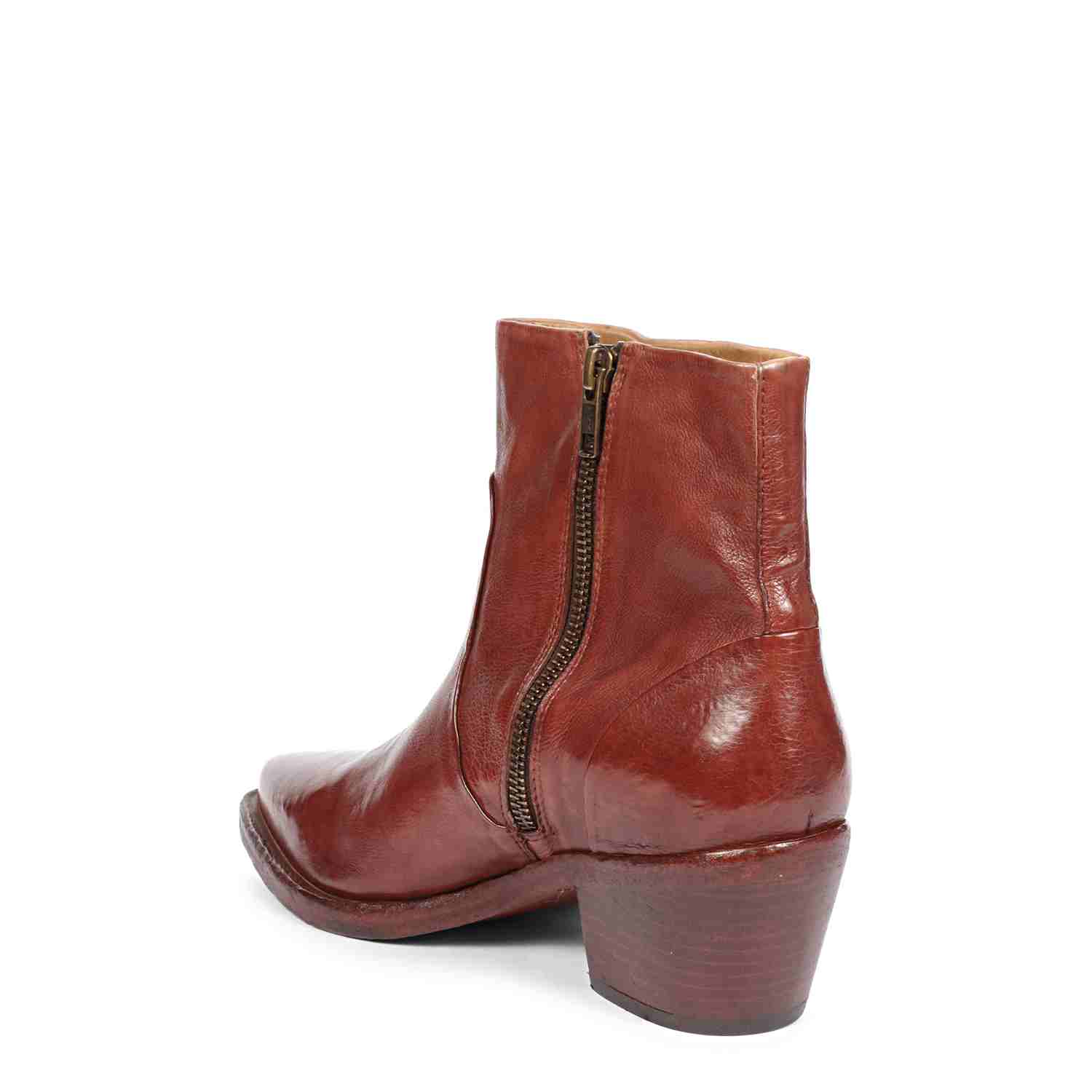 Saint Emelia Rust Leather Washed Ankle Boot - Image 6