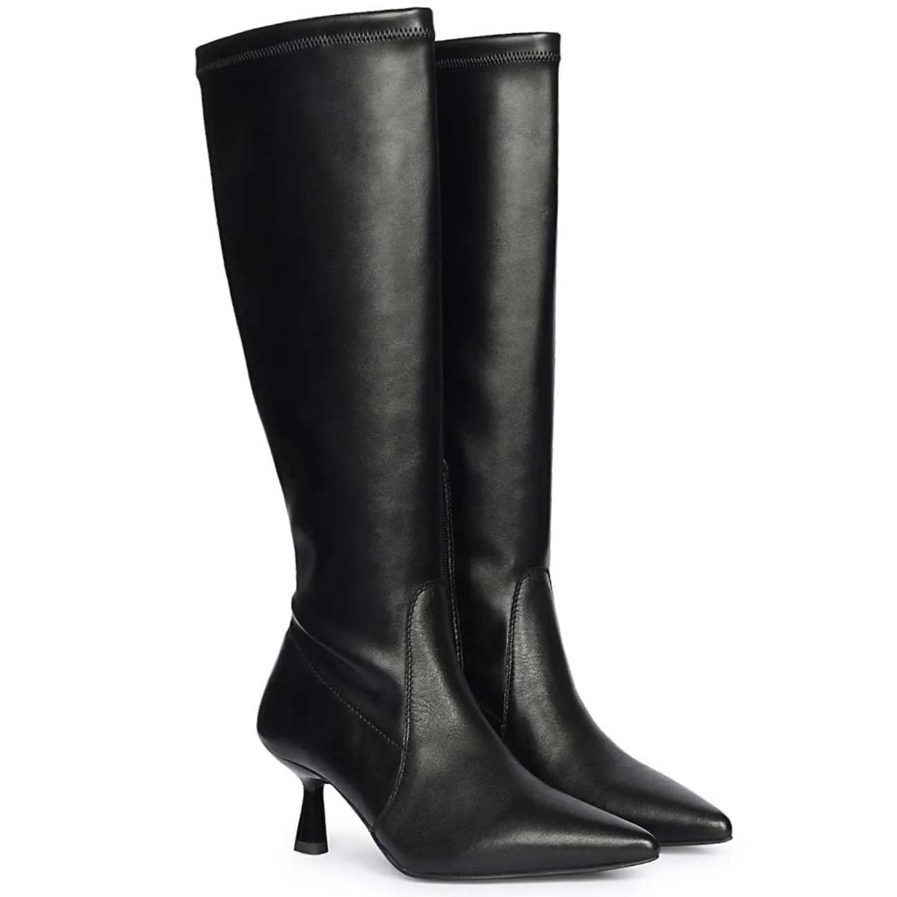 Saint Emilia Black Stretch Napa Kitten Heel Long Boots - Image 2