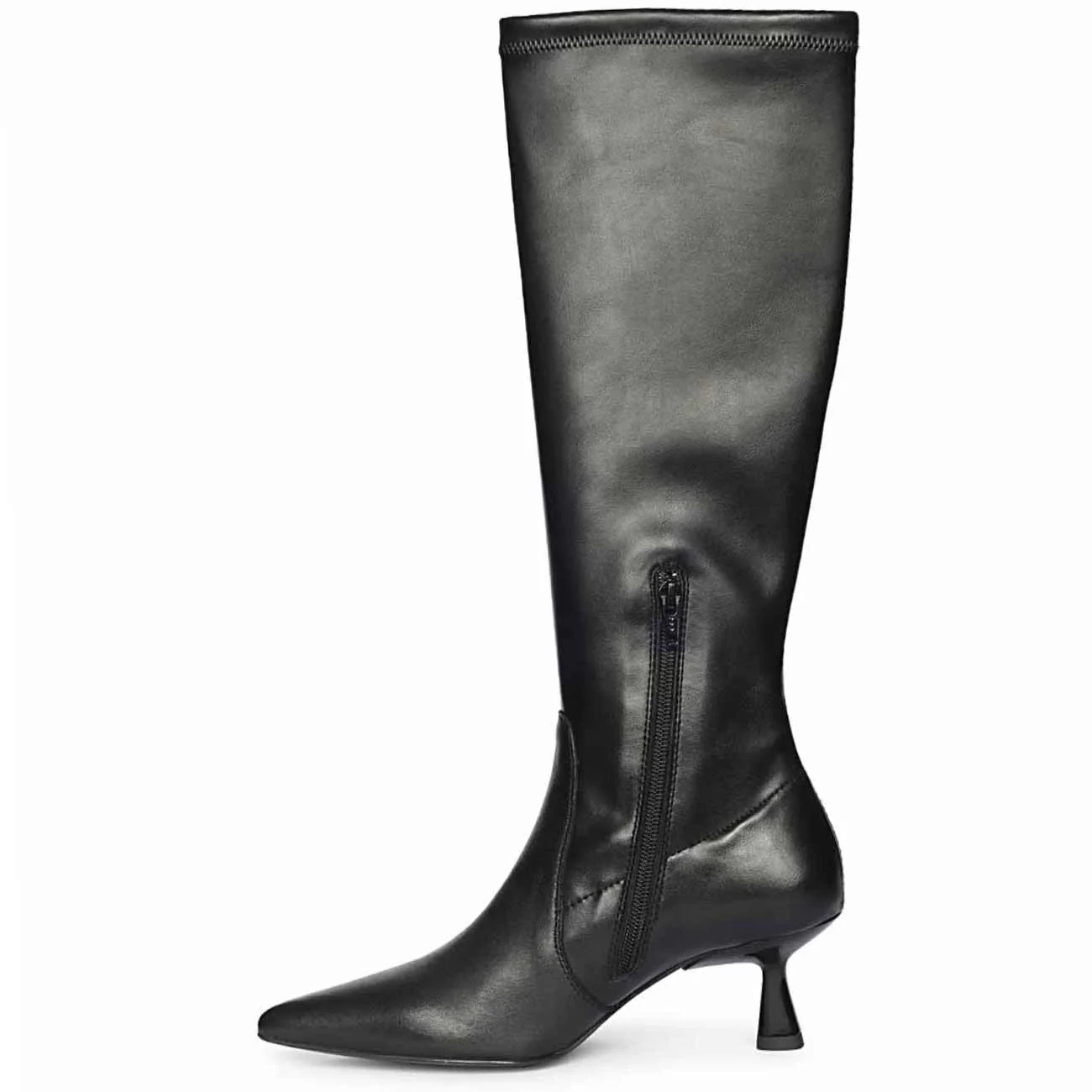 Saint Emilia Black Stretch Napa Kitten Heel Long Boots - Image 3
