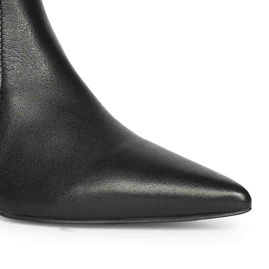 Saint Emilia Black Stretch Napa Kitten Heel Long Boots - Image 6
