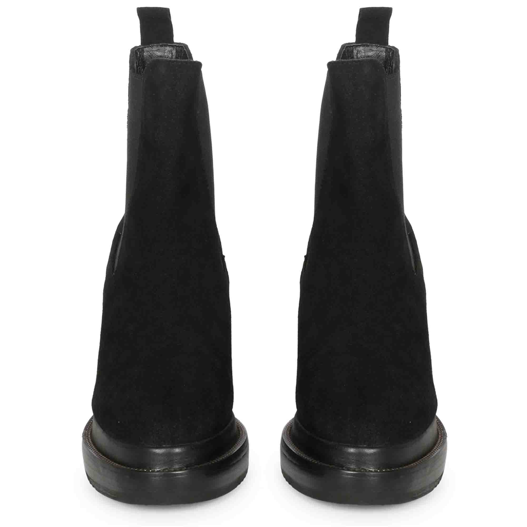 Saint Carolin Black Leather Inner Wedge Heel Ankle Boots - Image 5