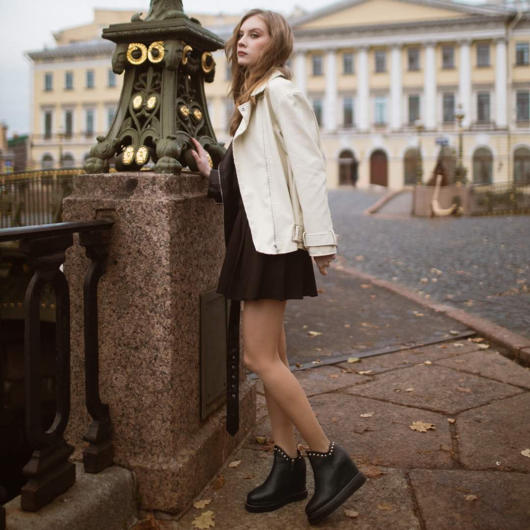 Saint Emily Black Leather Inner Wedge Heel Ankle Boots - Image 2