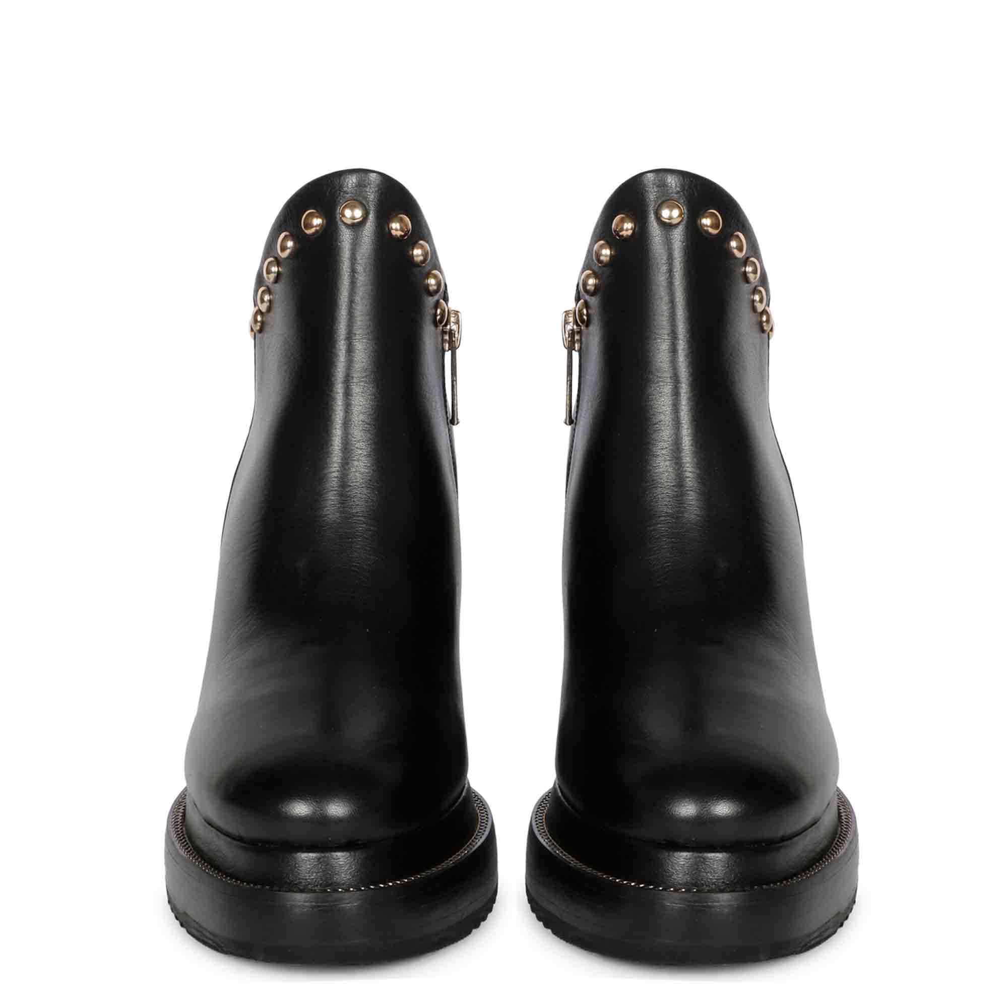 Saint Emily Black Leather Inner Wedge Heel Ankle Boots - Image 3