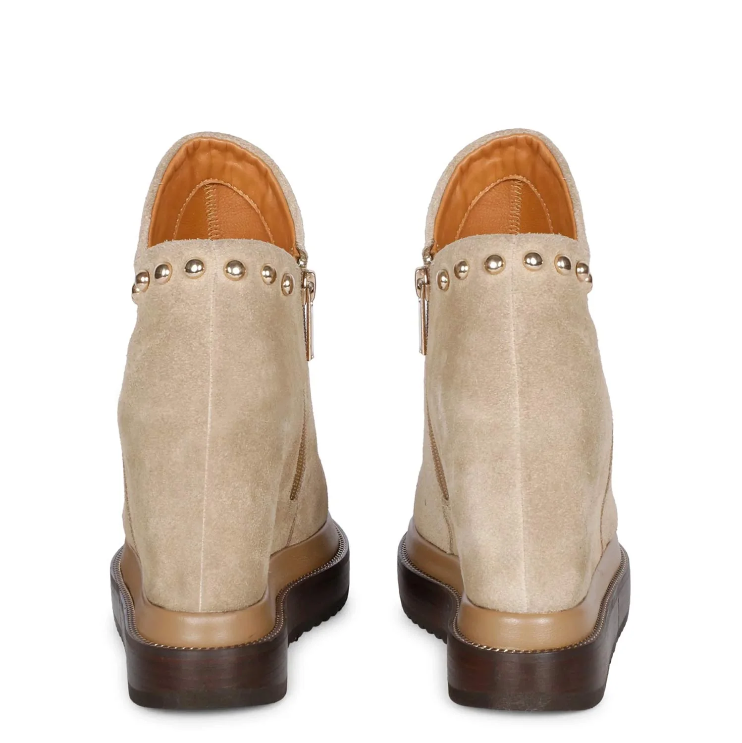 Saint Emily Beige Suede Leather Inner Wedge Heel Ankle Boots - Image 5