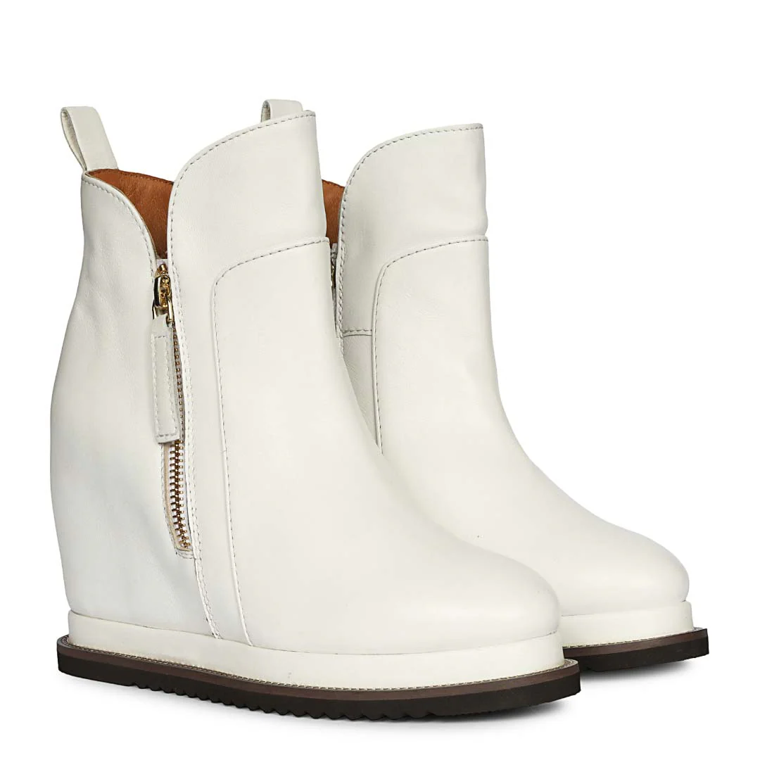 Saint Solange white Leather Inner Wedge Heel Ankle Boots - Image 2