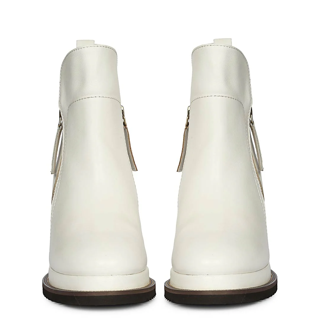 Saint Solange white Leather Inner Wedge Heel Ankle Boots - Image 4