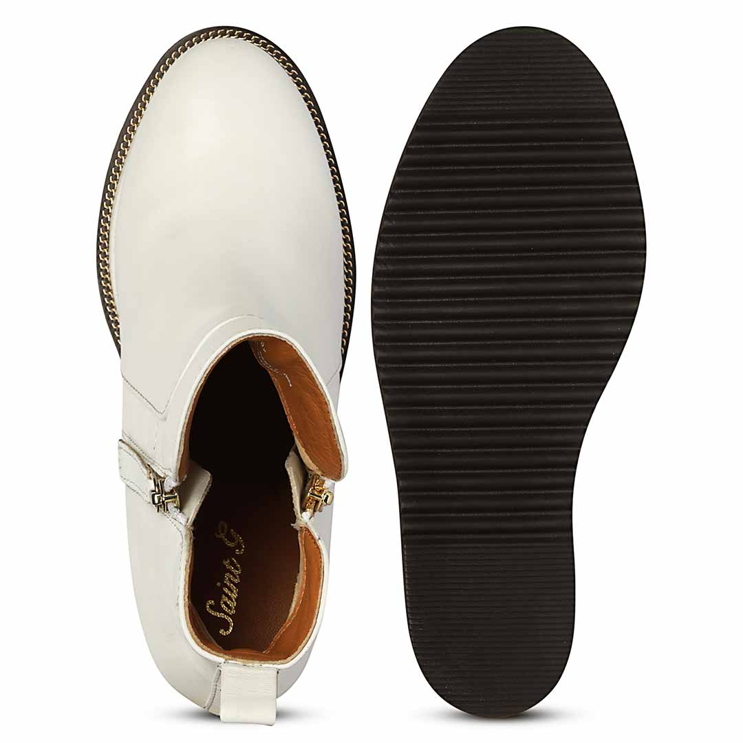 Saint Solange white Leather Inner Wedge Heel Ankle Boots - Image 6