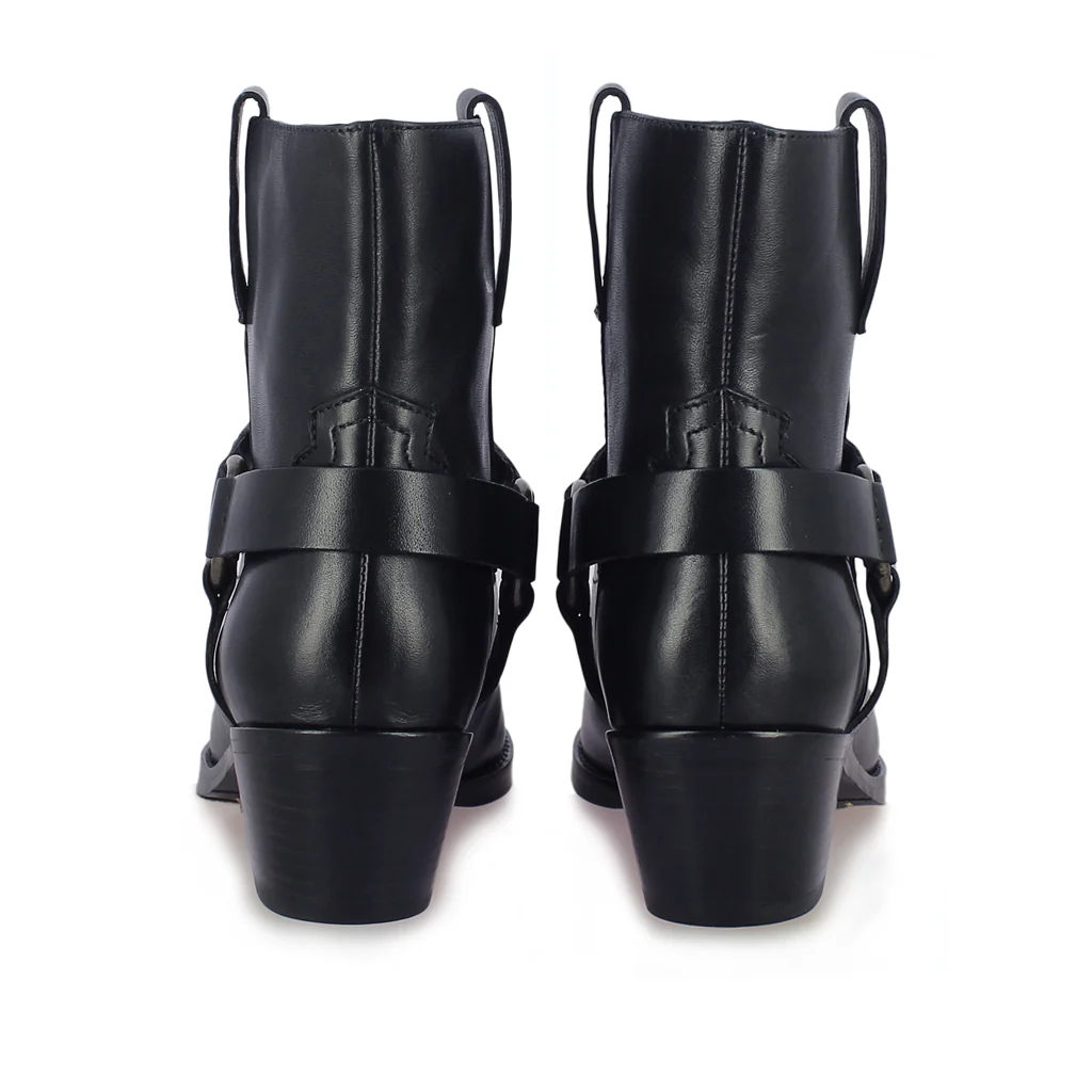 Saint Enrica Metal Studded Black Leather Ankle Boots - Image 6