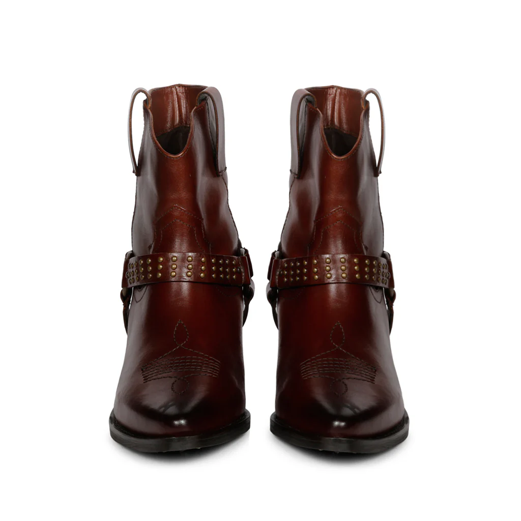 Saint Enrica Metal Studded Teak Leather Ankle Boots - Image 5