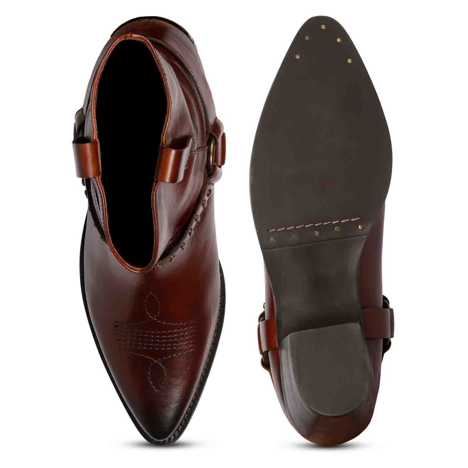 Saint Enrica Metal Studded Teak Leather Ankle Boots - Image 8