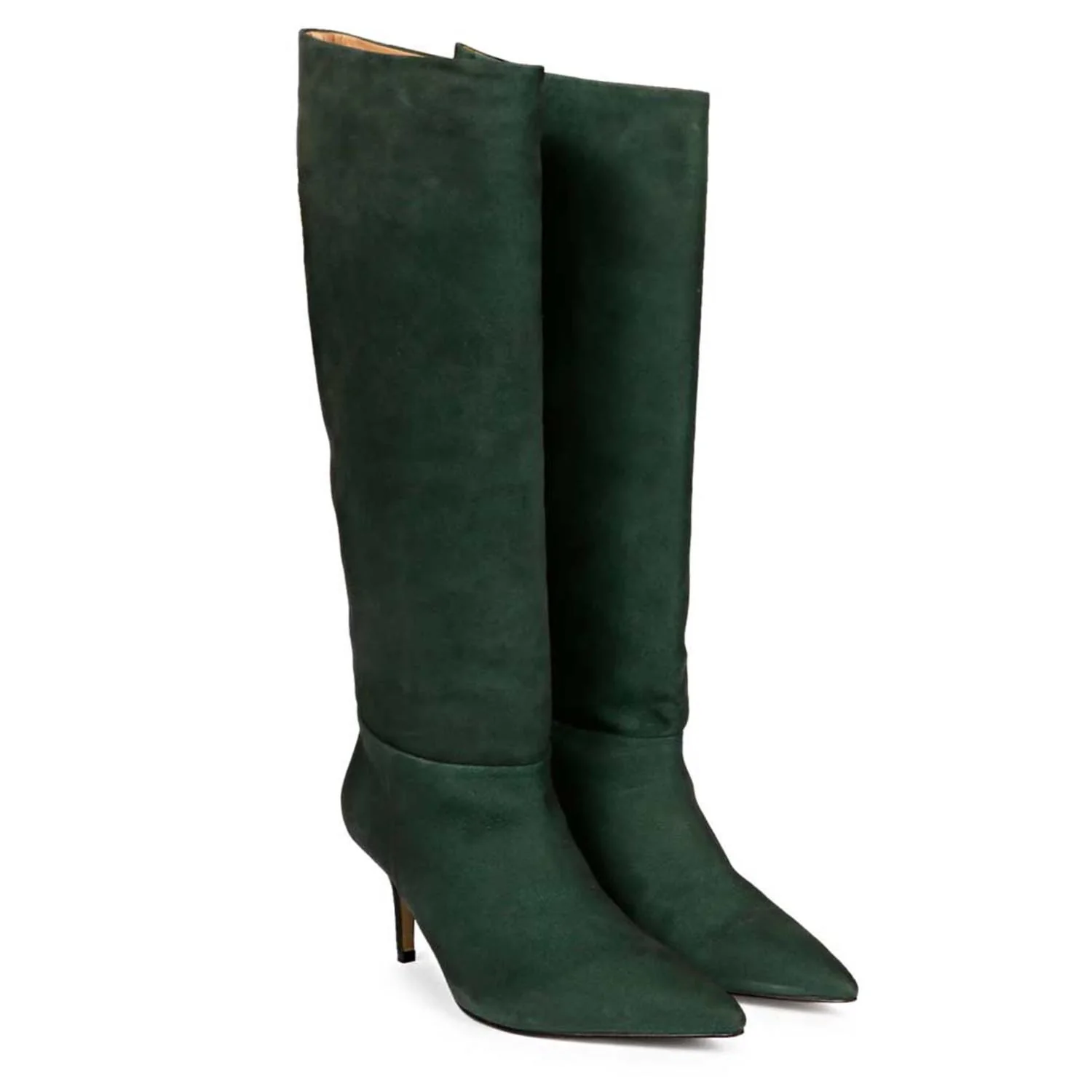 Saint Erin Green Suede Leather Kitten Heel Long Boots - Image 3