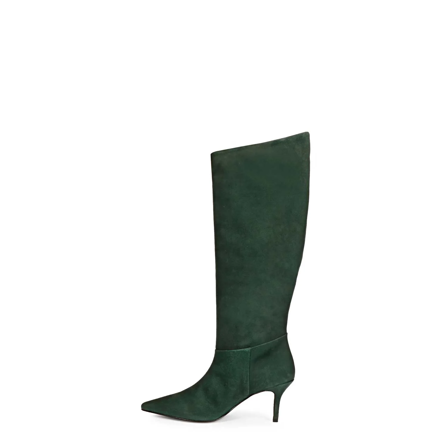 Saint Erin Green Suede Leather Kitten Heel Long Boots - Image 6