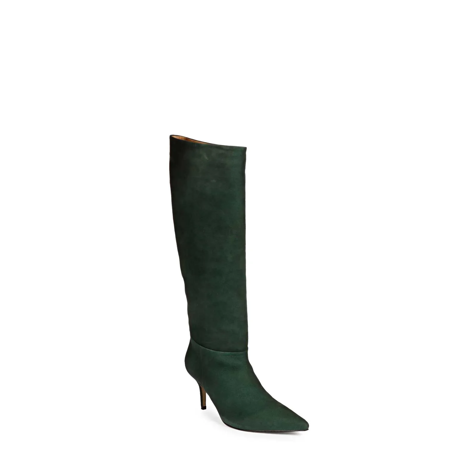 Saint Erin Green Suede Leather Kitten Heel Long Boots - Image 7