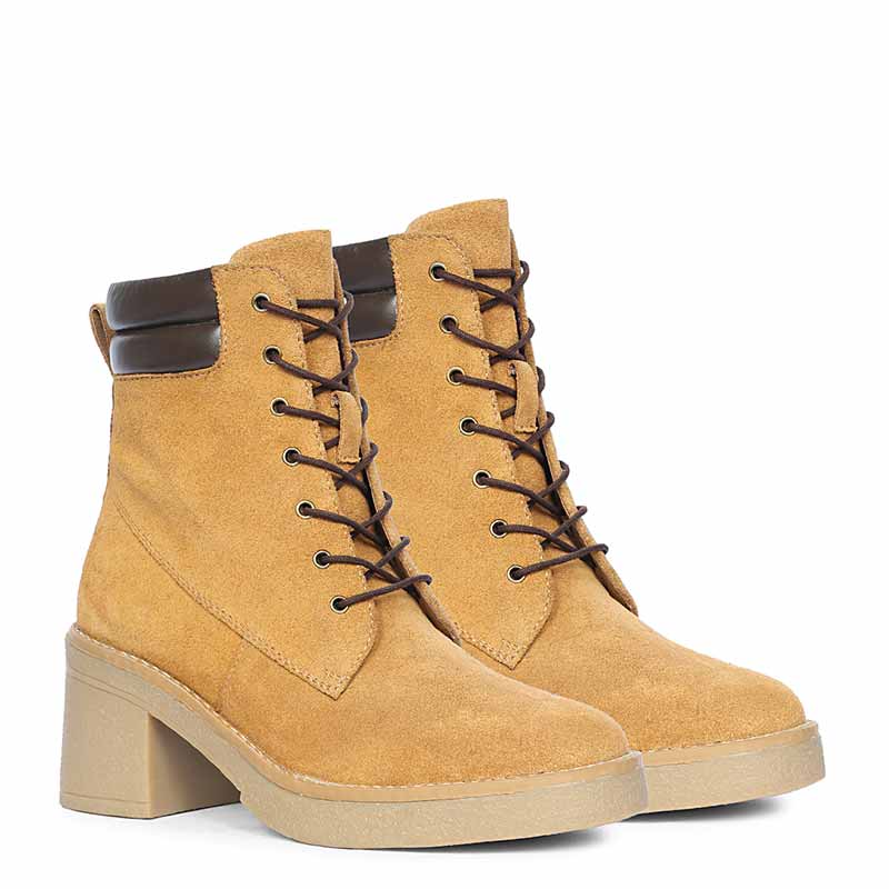 Saint Esme Tan Suede Leather Lace Up Boots - Image 2