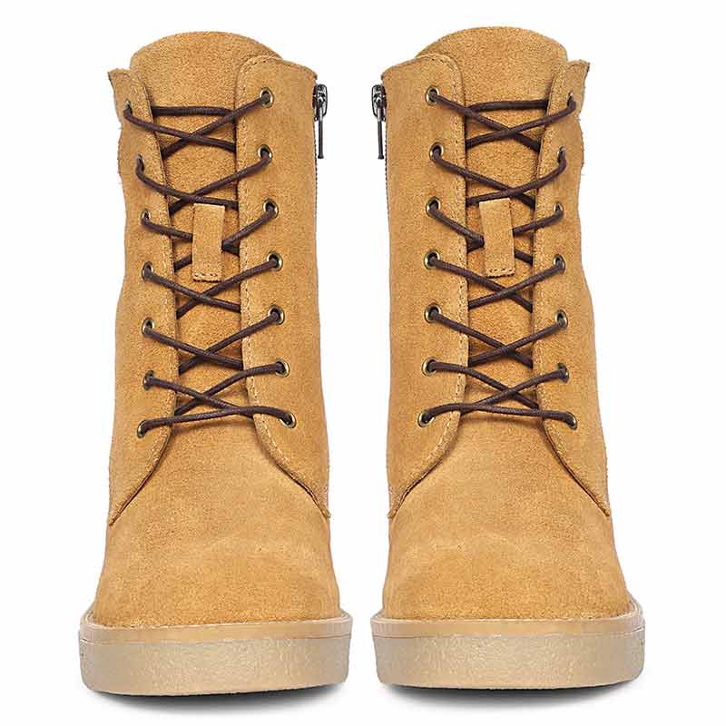 Saint Esme Tan Suede Leather Lace Up Boots - Image 3