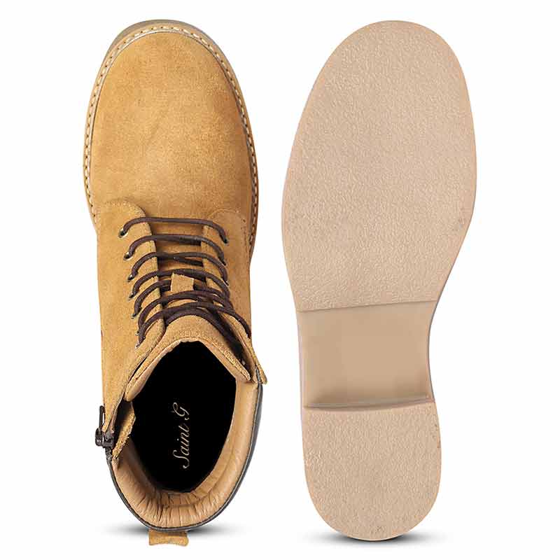 Saint Esme Tan Suede Leather Lace Up Boots - Image 6