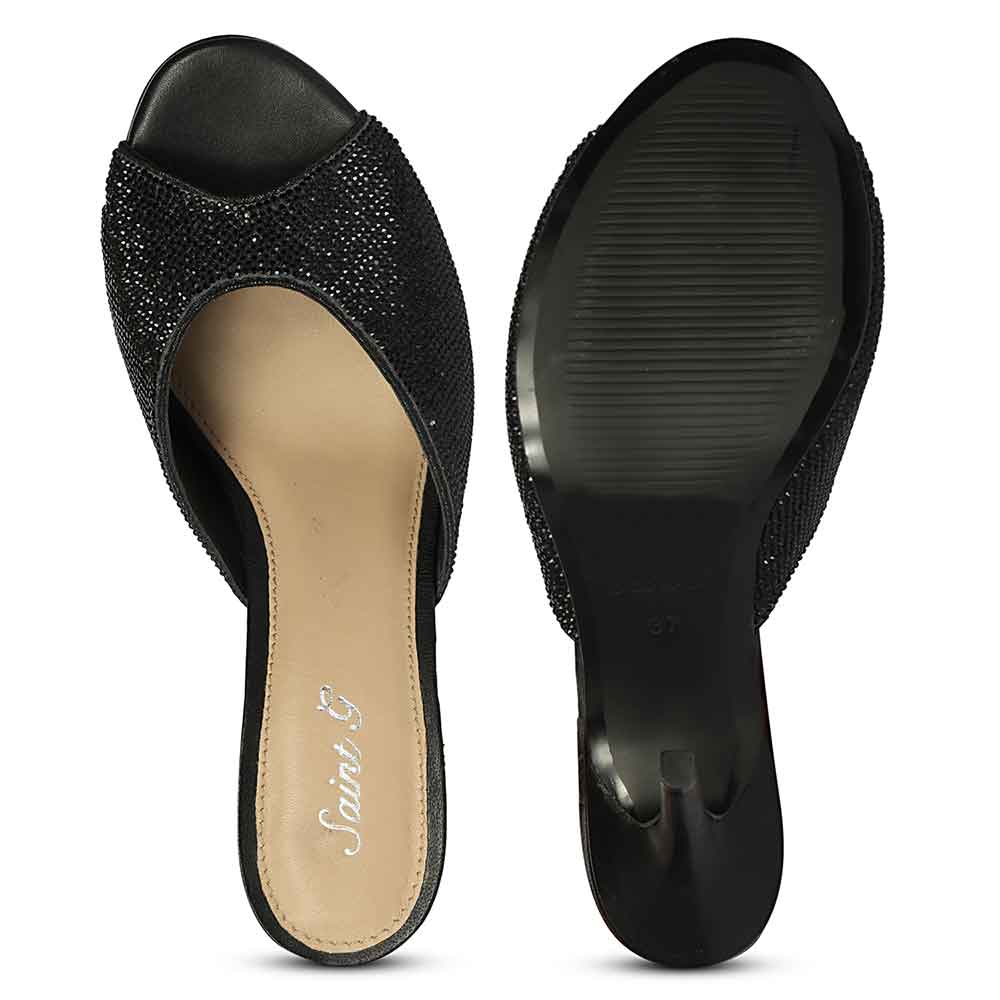 Saint Estrella Black Crystal Stiletto Heels - Image 6