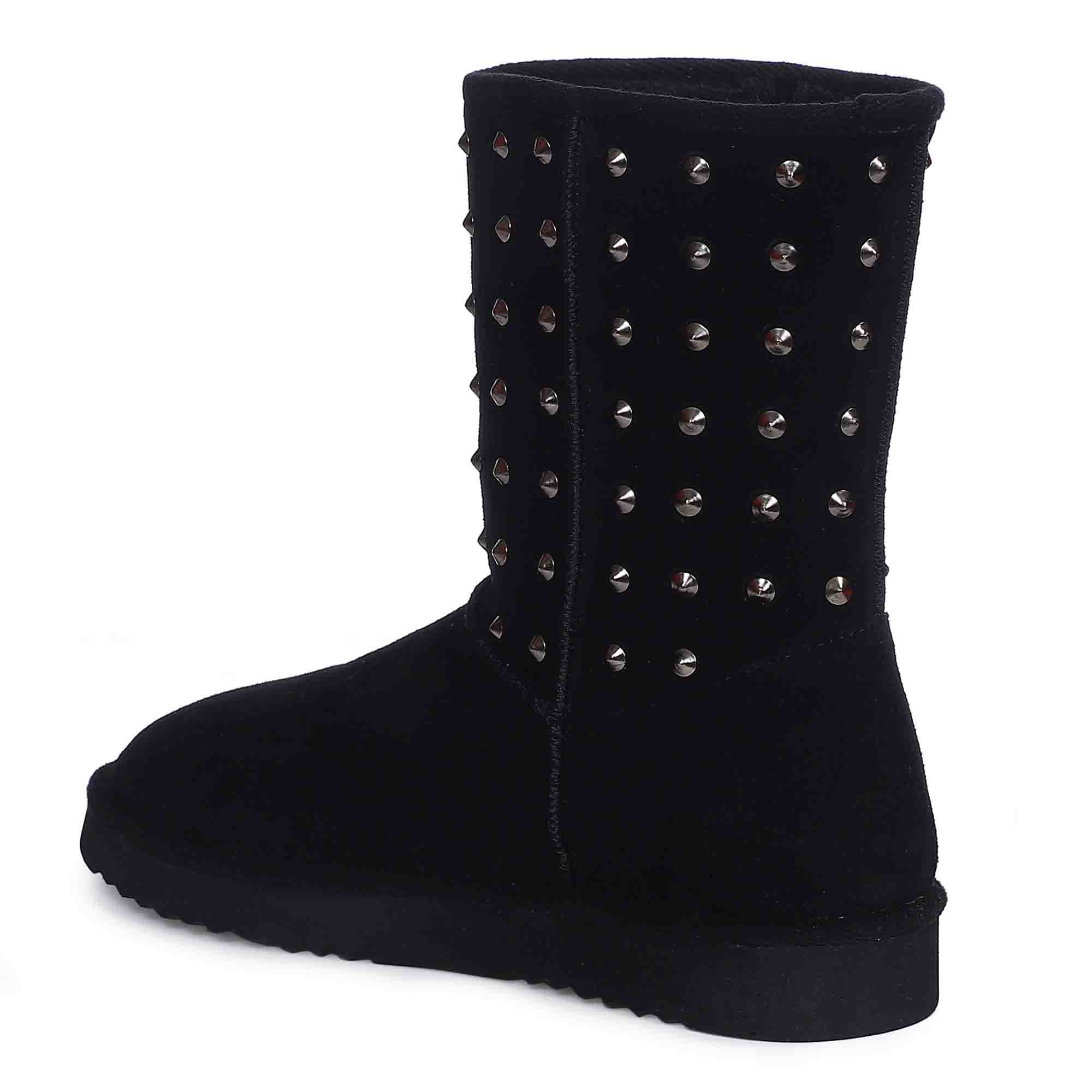 Saint Estrella Metal Studded Black Suede Snug Boots - Image 10