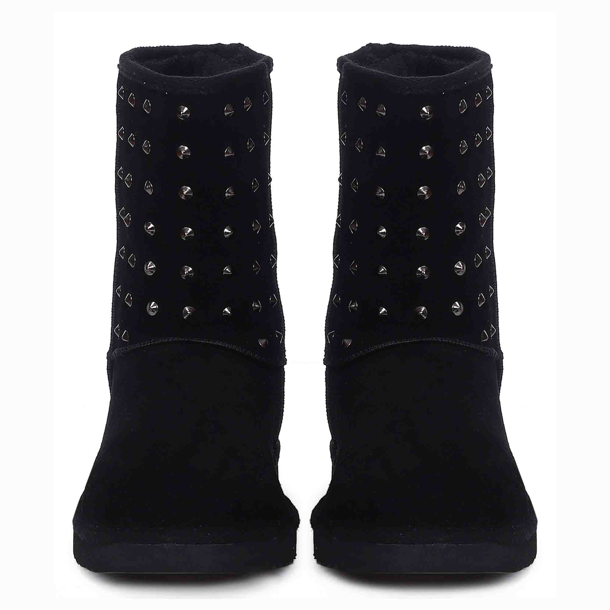 Saint Estrella Metal Studded Black Suede Snug Boots - Image 5